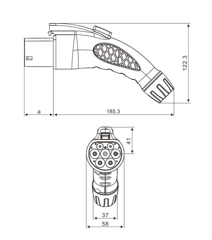 EV Charger Plug 16A 32A 1 Phase 3 Phase 7Pins for Vehicle Charging Station
