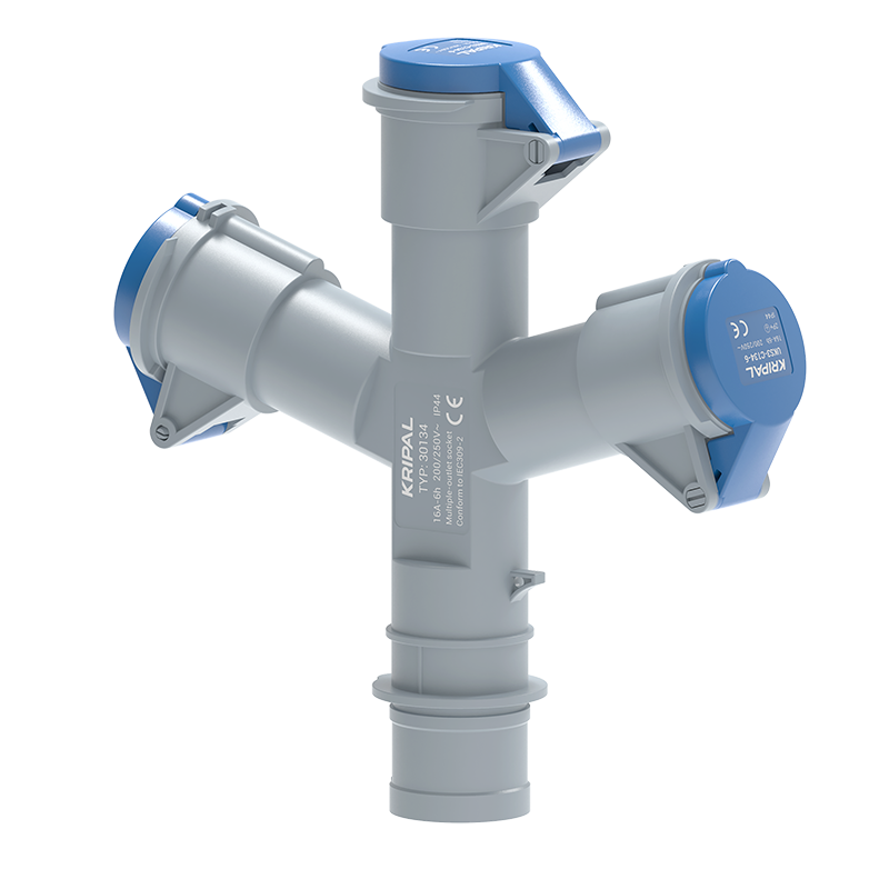 UKS IP44 Cable Mount 3 Way CEE Plug Connector 3P 16A Multiple Industrial Socket