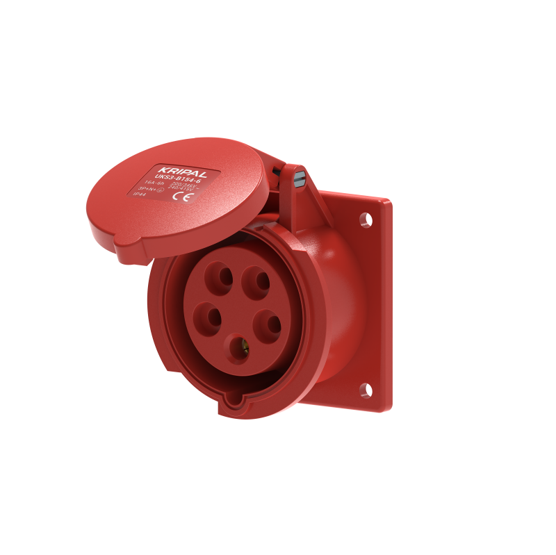 UKS3-B IP44 Panel Mount Industrial Power Socket 3P/4P/5P 16A CEE Socket