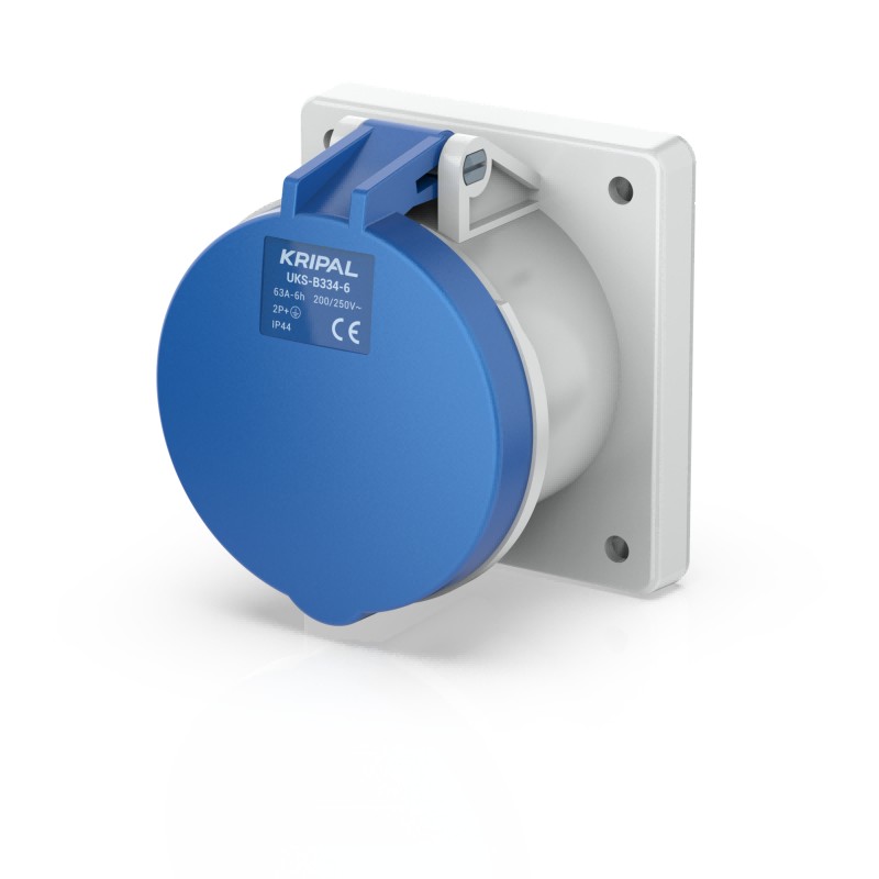 UKS-B IP44 Panel Mount 3P/4P/5P Industrial Power Socket 16A/32A/63A CEE Socket