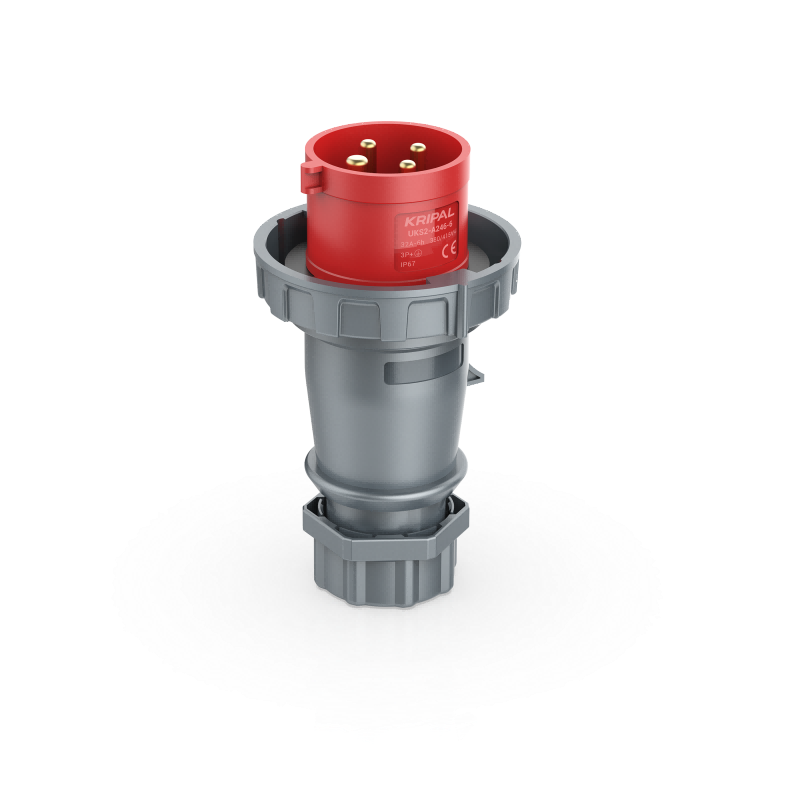 UKS2-A IP67 Cable Mount 3P/4P/5P Industrial CEE Power Plug 16A/32A CE Certified