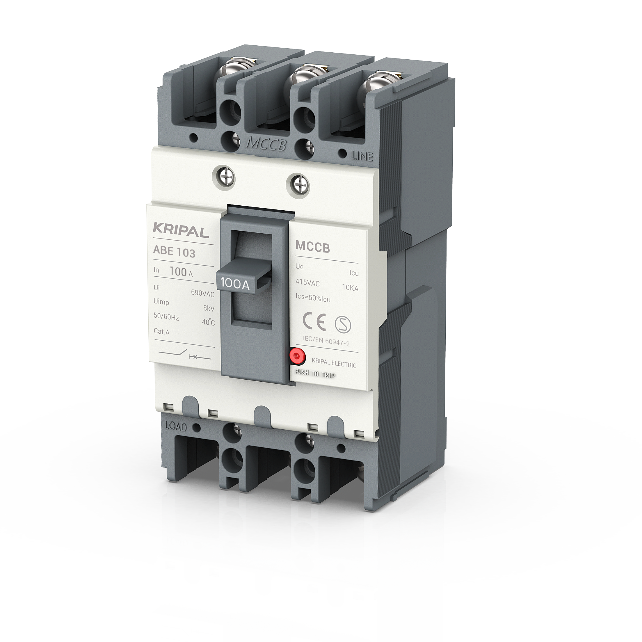 ABE-103 MCCB 3 Pole 100A Moulded Case Circuit Breaker CE Certified