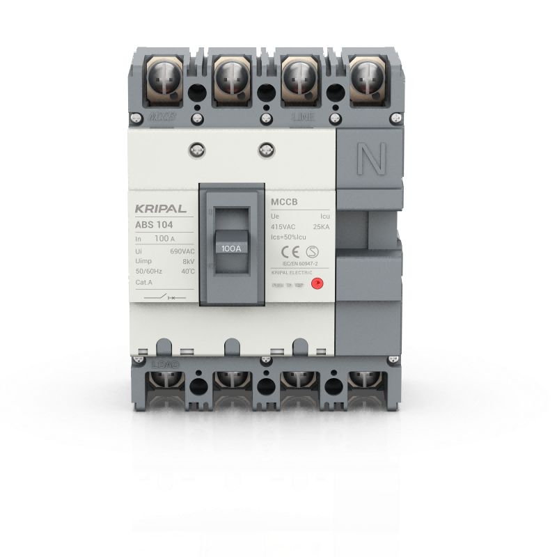 ABS-104 MCCB 4 Pole 100A Moulded Case Circuit Breaker CE Certified