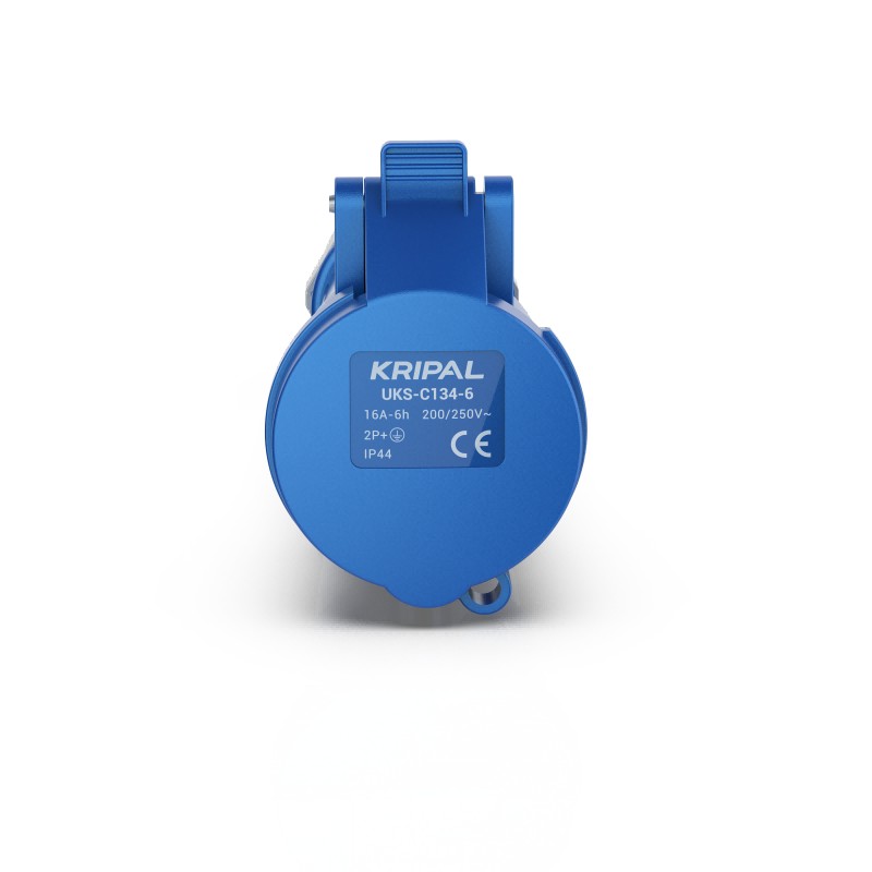Conector industrial UKS-C IP44 para montagem em cabo, 3P/4P/5P, 16A/32A, tomada CEE