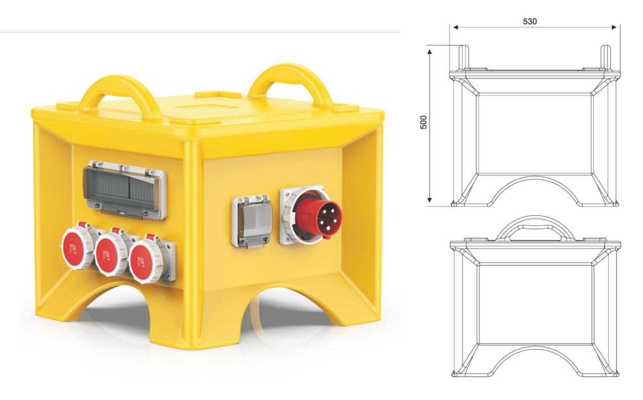 IP67 Portable Industrial Power Distribution Box with Socket Outlets