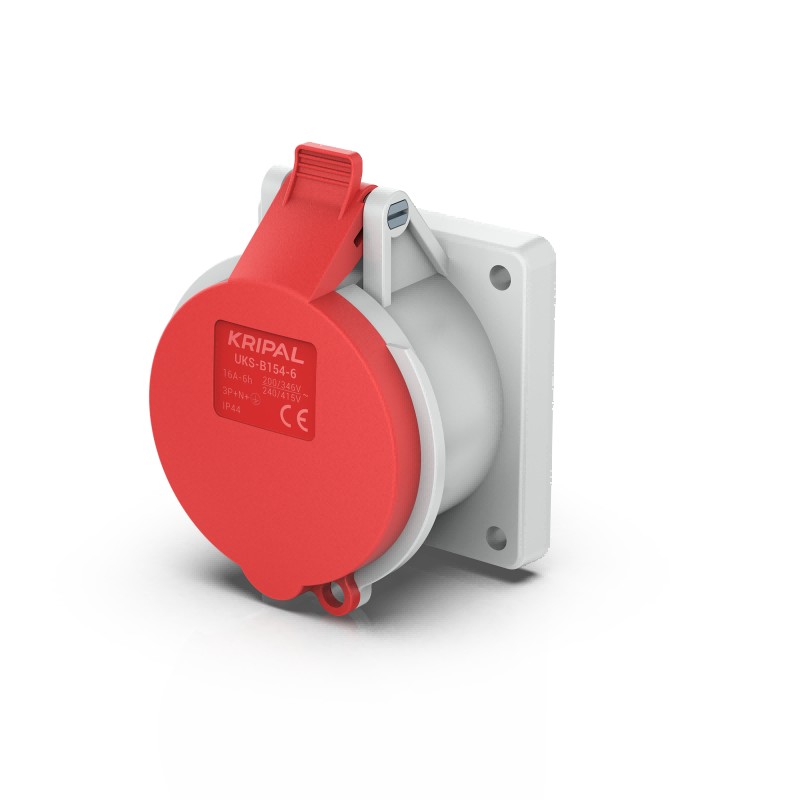 UKS-B IP44 Panel Mount 3P/4P/5P Industrial Power Socket 16A/32A/63A CEE Socket