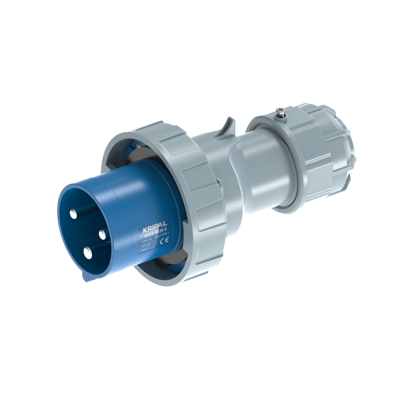 UKS3-A IP67 Cable Mount 3P/4P/5P Industrial CEE Power Plug 63A CE Certified