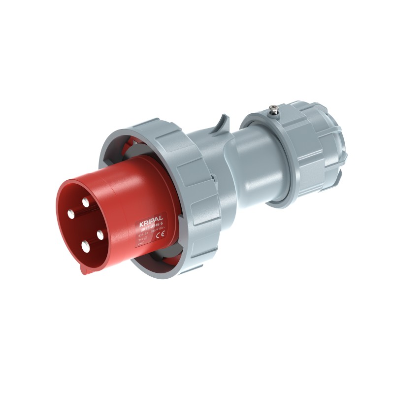 UKS3-A IP67 Cable Mount 3P/4P/5P Industrial CEE Power Plug 63A CE Certified