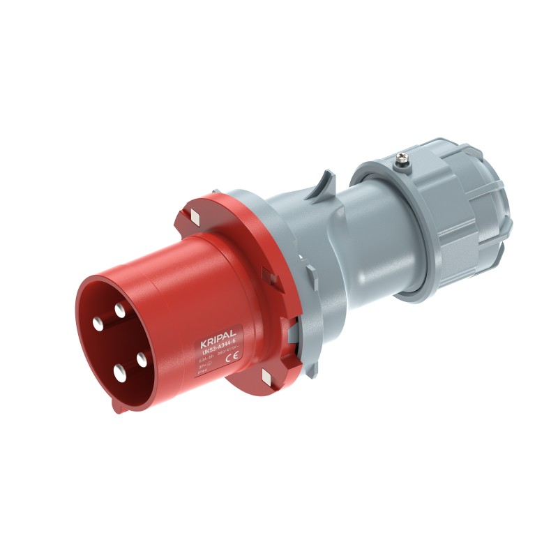 UKS3-A IP44 Cable Mount 3P/4P/5P Industrial CEE Power Plug 63A CE Certified