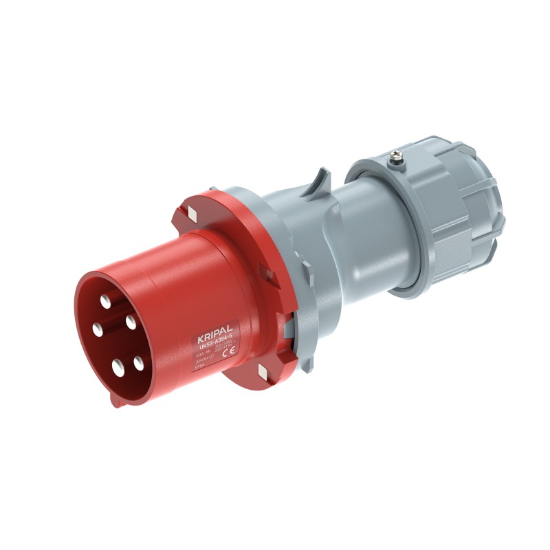 UKS3-A IP44 Cable Mount 3P/4P/5P Industrial CEE Power Plug 63A CE Certified