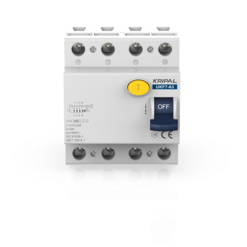 UKF7-63 ELCB 4Pole 400V AC RCD 30Ma 6A Residual Current Circuit Breaker