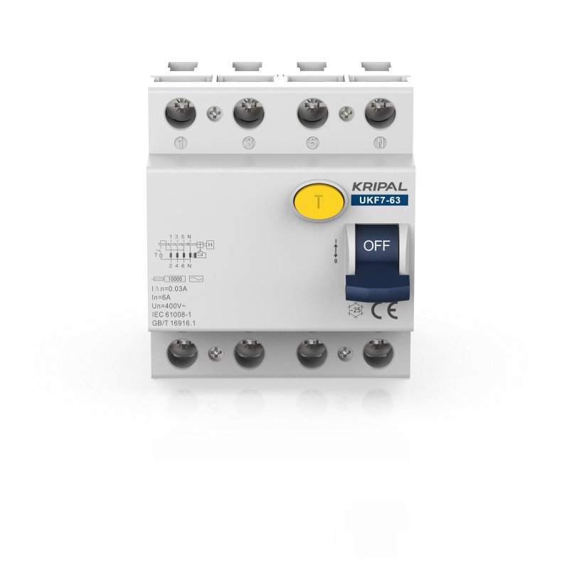 UKF7-63 ELCB 4Pole 400V AC RCD 30Ma 6A Residual Current Circuit Breaker