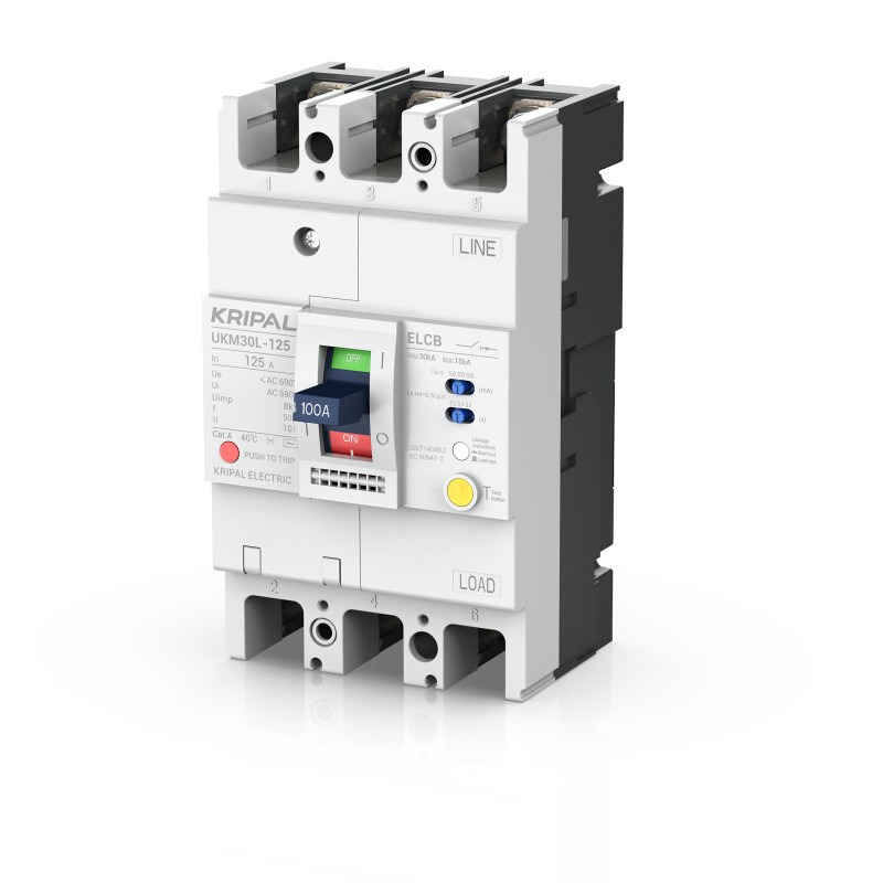 UKM30L-125 Earth Leakage Protection Circuit Breaker 125A 3 Poles ELCB MCCB