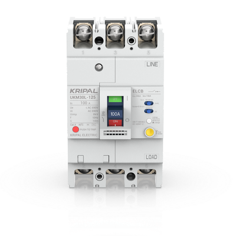 UKM30L-125 Earth Leakage Protection Circuit Breaker 125A 3 Poles ELCB MCCB