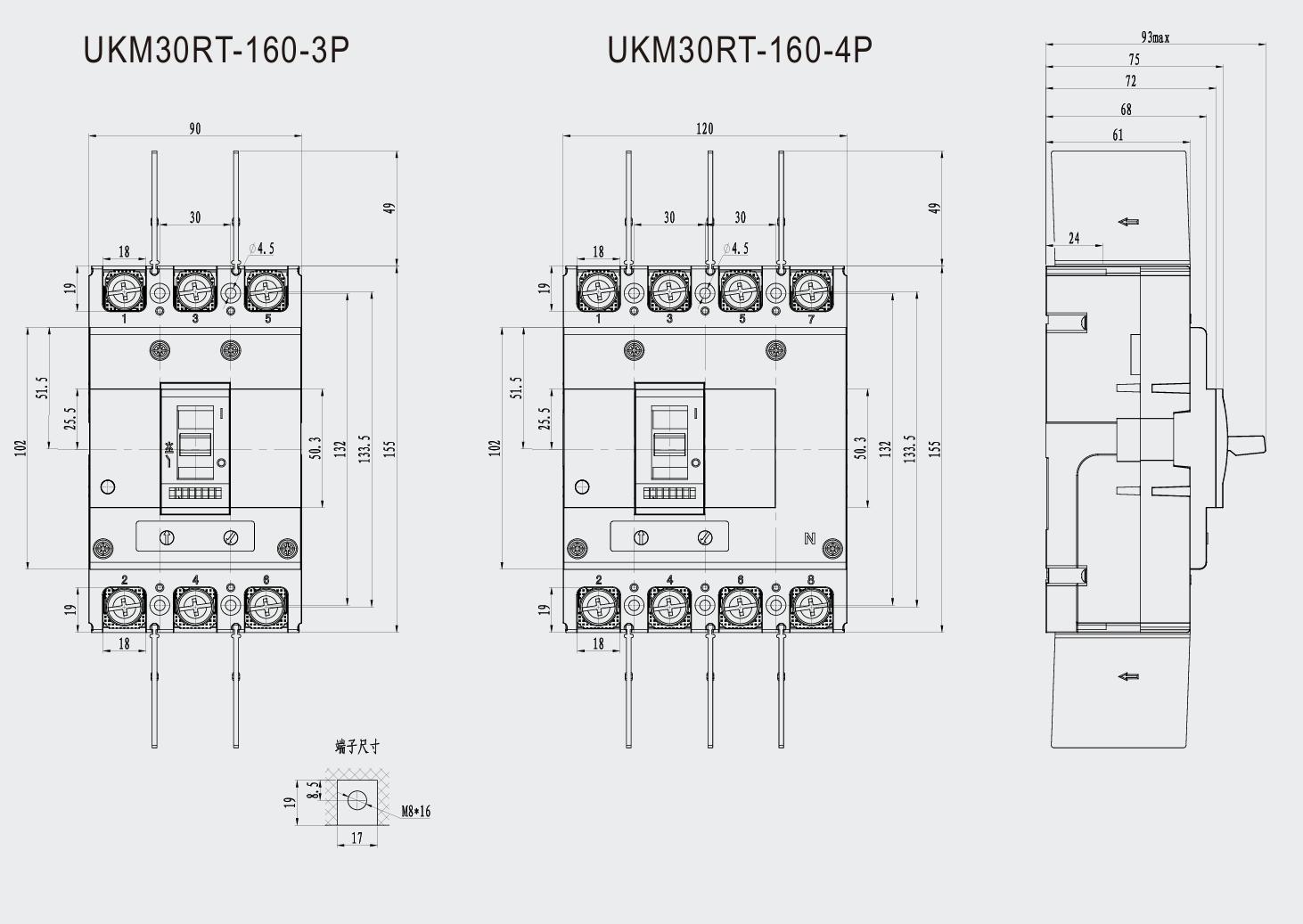 UKM30RT 160A dimensions