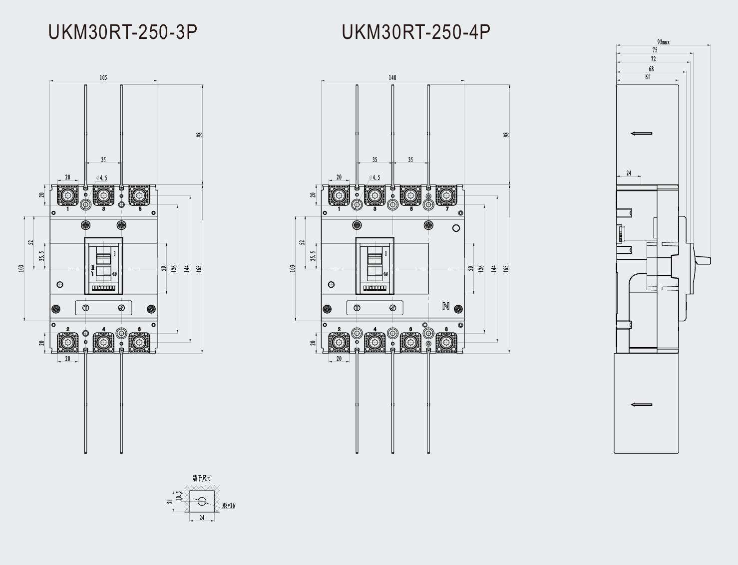 UKM30RT 250A dimensions UKM30RT 250A dimensions