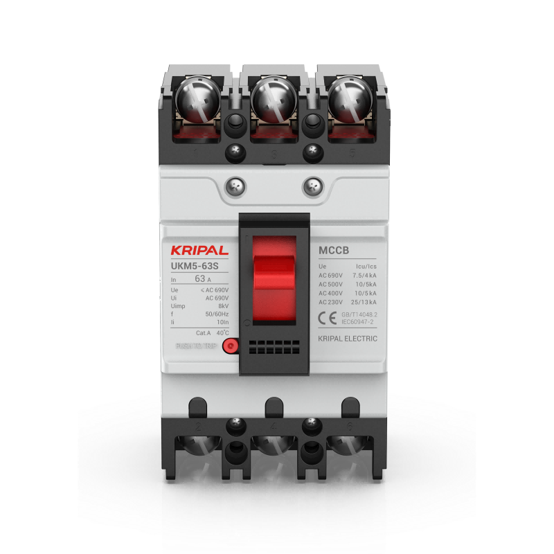 UKM5-63 MCCB 3 Pole 63A Moulded Case Circuit Breaker CE Certified