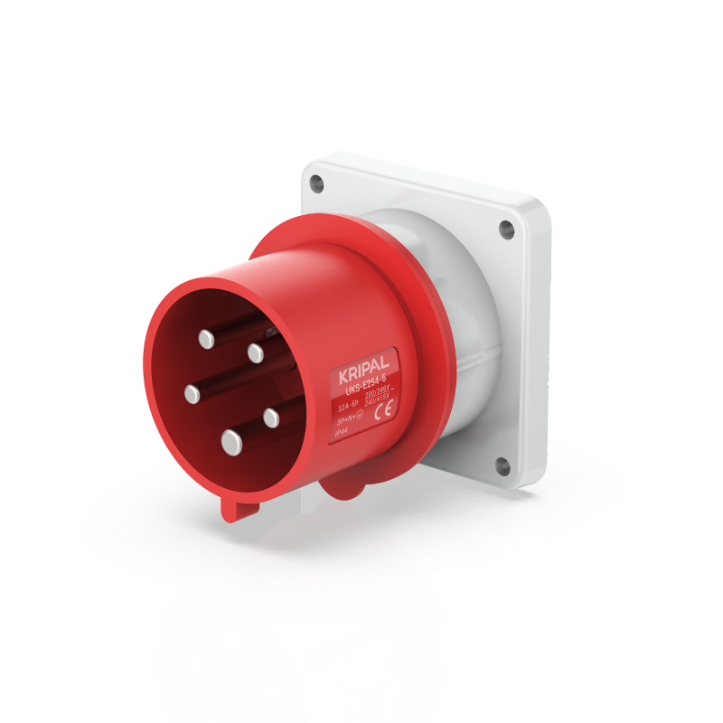 UKS-E IP44 Panel Mount 3P/4P/5P Industrial Power Plug 16A/32A CEE Plug