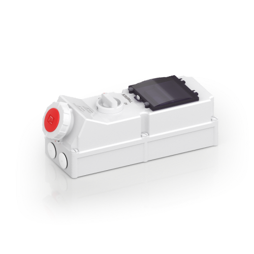 UKS-O IP67 CEE Switched Socket 3P/4P/5P Industrial Interlock Socket 63A With DIN Rail