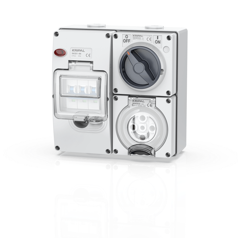 56CV-E IP66 Industrial Combination Waterproof Switch Socket With Circuit Protection