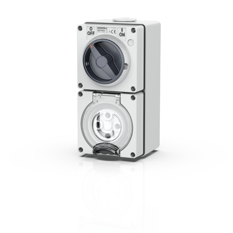 56CV Combination Switched Socket Outlet 3P 500V 10A-50A IP66 Waterproof Isolator Switch