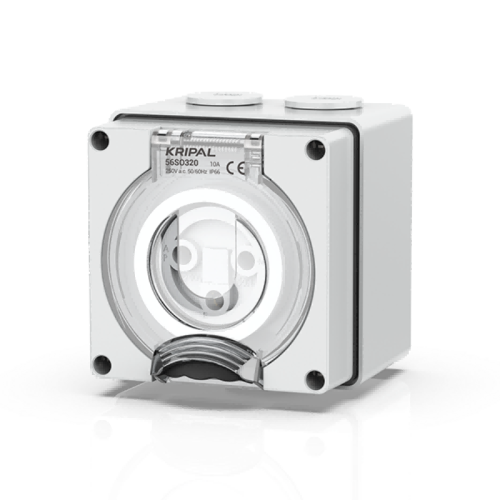 56SO Weatherproof Socket Outlet 250V 20A 3 Round PIN IP66 Surface Mount