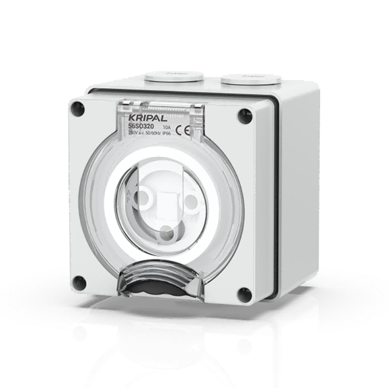 56SO Weatherproof Socket Outlet 500V 50A 5 Round PIN IP66 Surface Mount