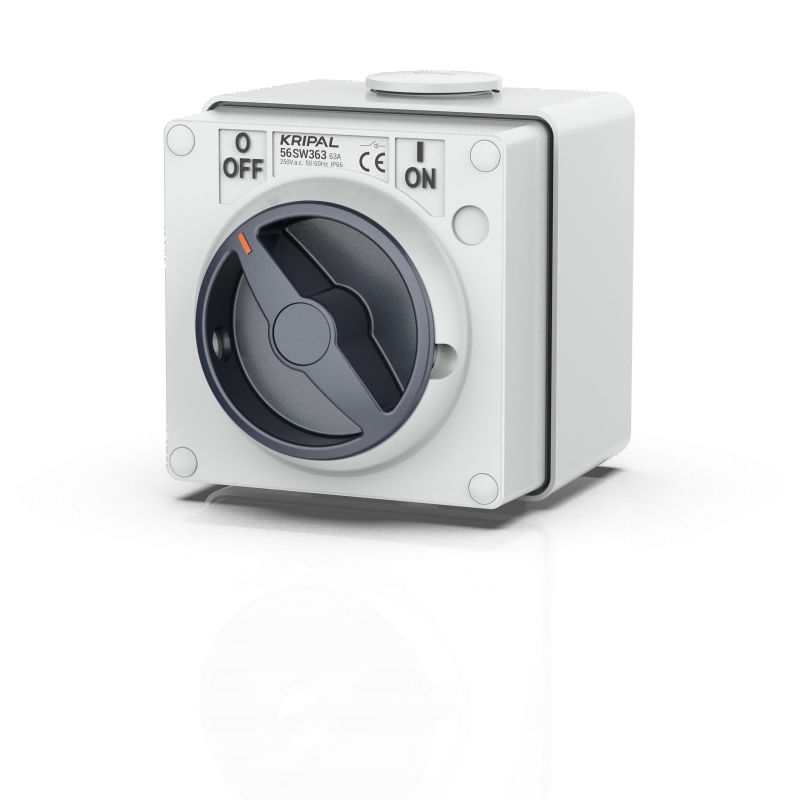 56SW Waterproof Isolator Switch 1 Pole 250V 10A-50A Surface Mount Rotary Switch IP66