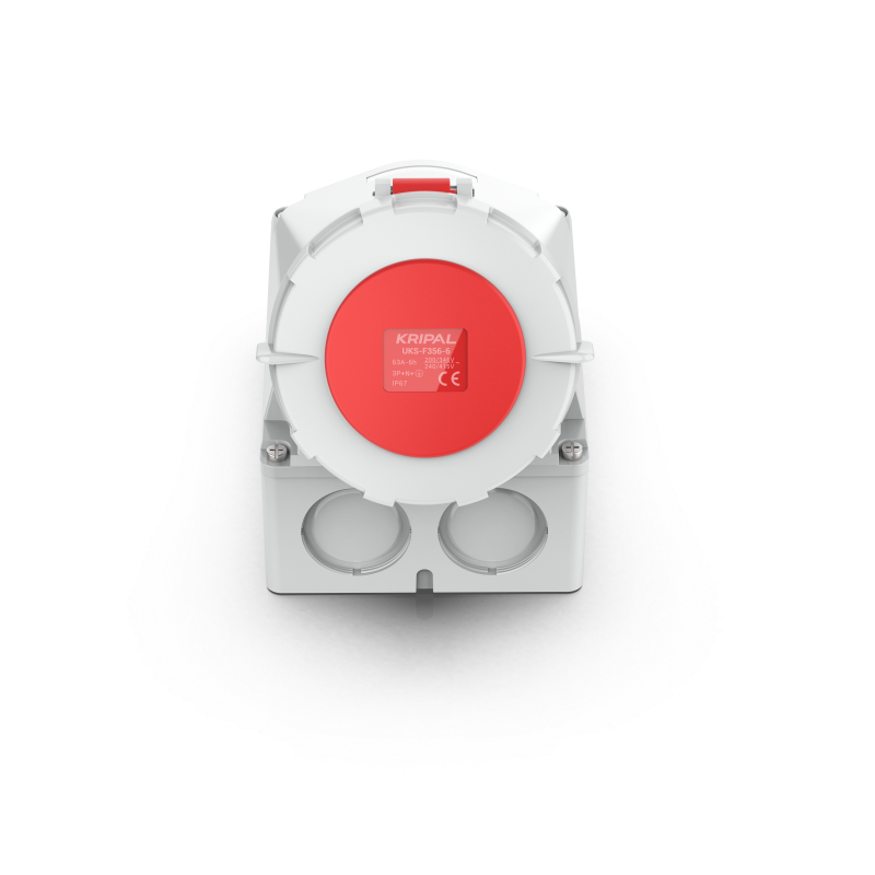UKS-F IP67 Wall Mount 3P/4P/5P Industrial Power Socket 63A CEE Socket