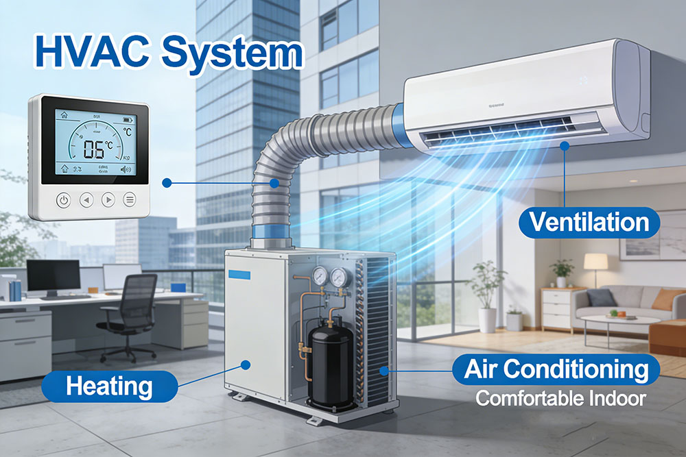 Illustration of HVAC system components