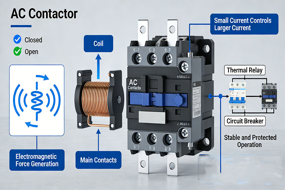 AC contactor with electrical components diagram