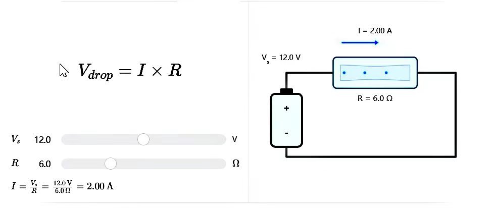 Voltage drop across a single resistor example circuit