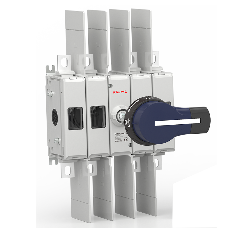 UKGD-250F22P 4-Pole 250A DC1000V PV Isolator with Door-Coupling Handle, Extension Shaft and Phase Barriers