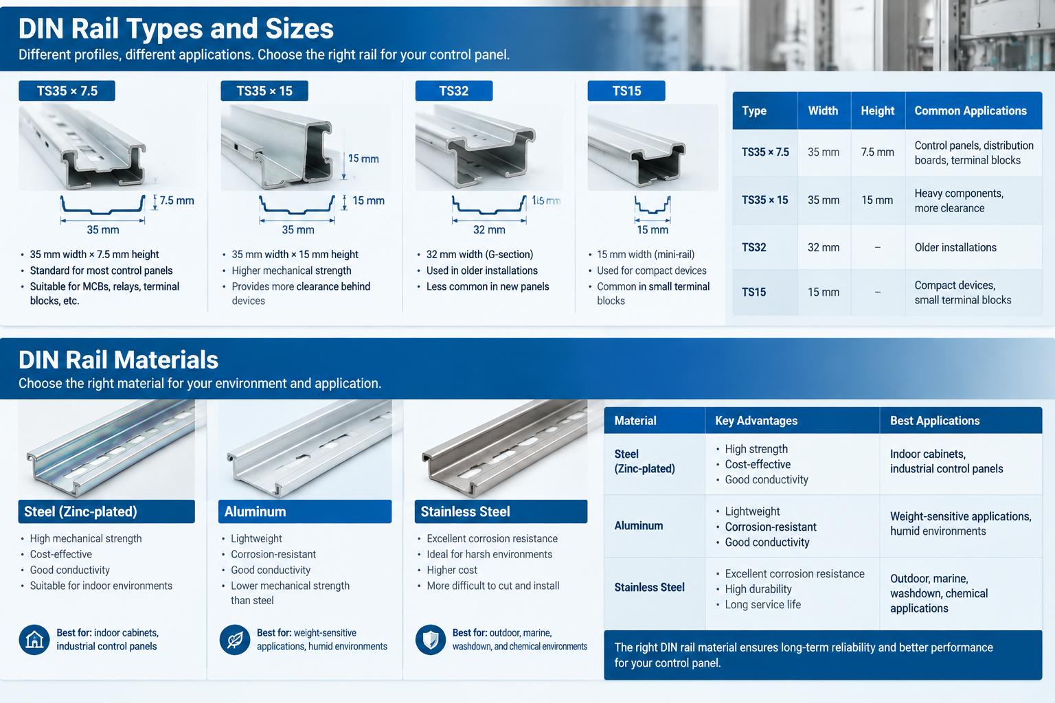 Common DIN Rail Sizes and Types