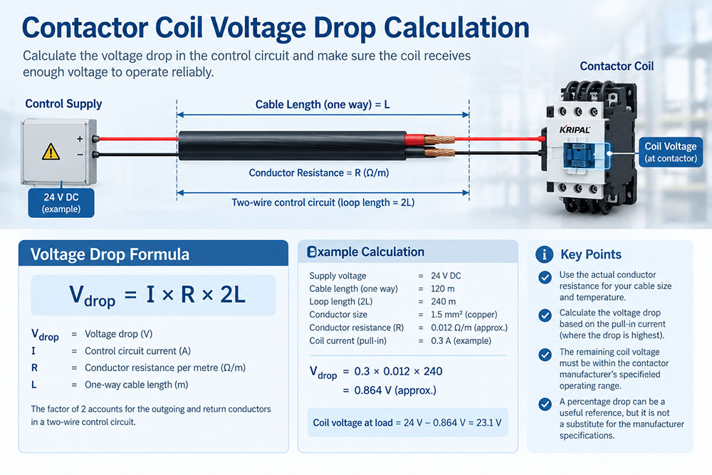 Contactor Coil Voltage Drop Calculation
